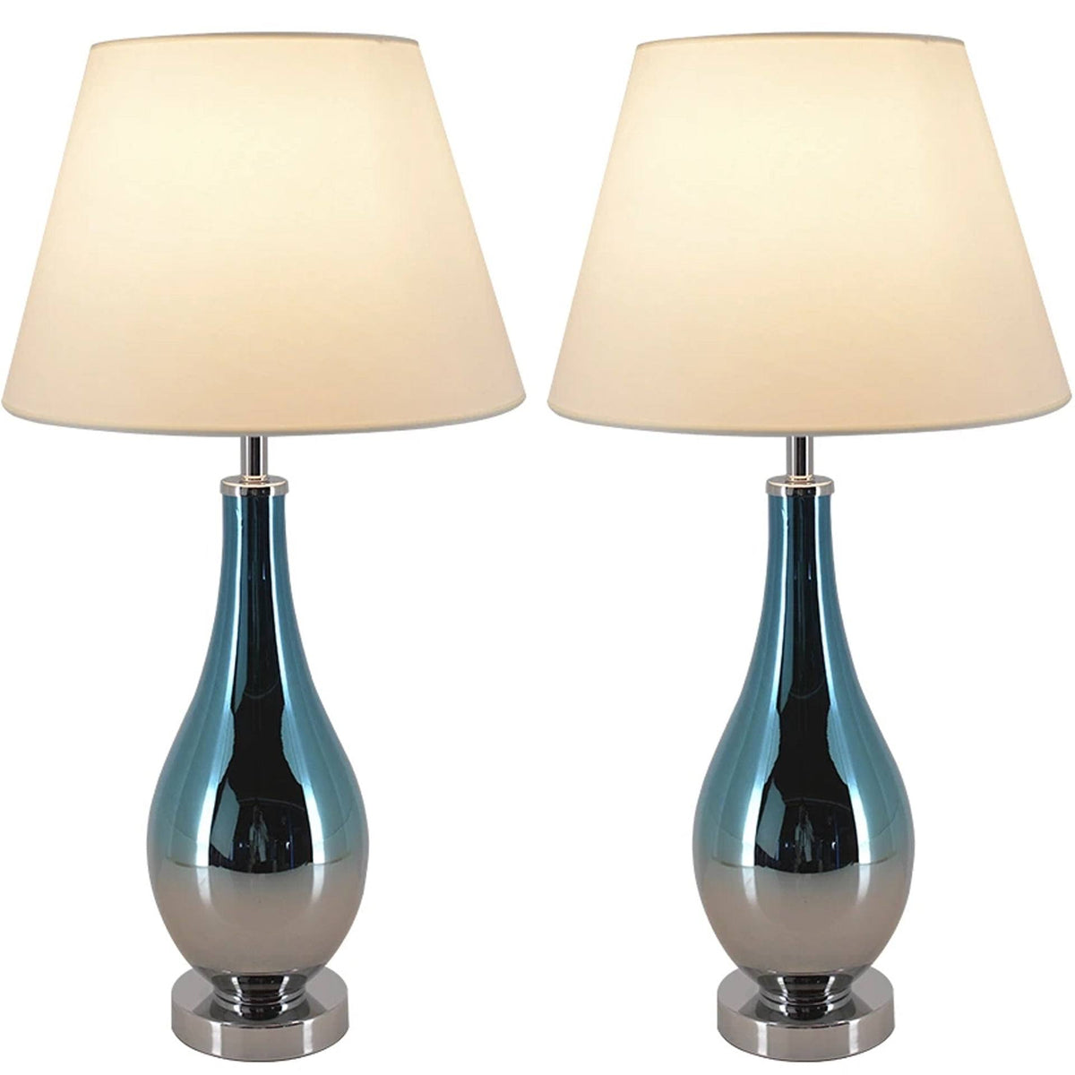 Tulip 28-Inch Table Lamp (Set of 2) Blue Chrome Ombre